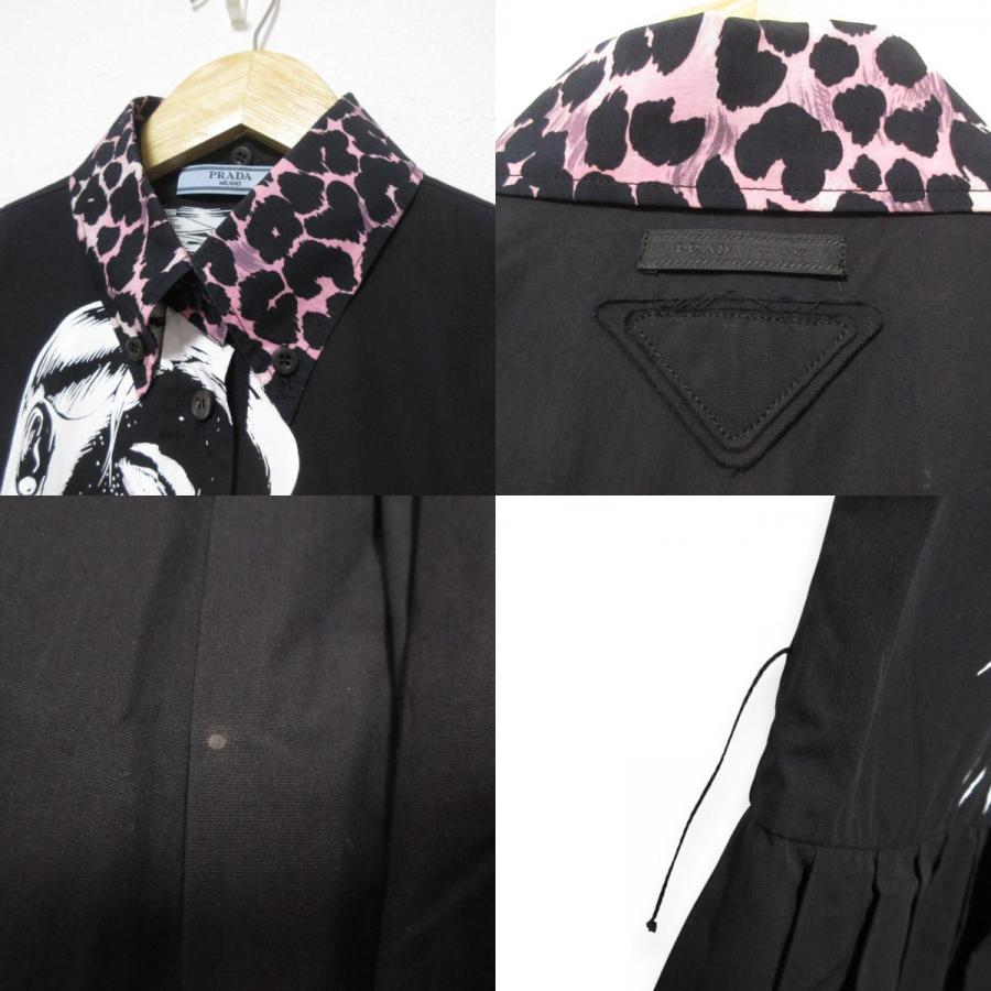 PRADA（プラダ） 良品 コミックプリント レオパード柄襟 ノースリーブ