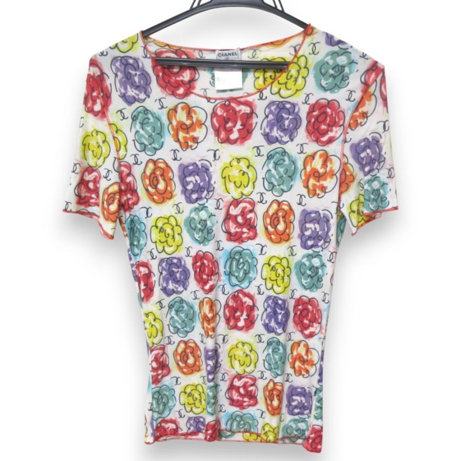 CHANEL シャネル カメリア ココマーク デザイン 半袖 Tシャツ M相当 CHANEL（シャネル） 良品 00S CHANEL ヴィンテージ カメリア ココ