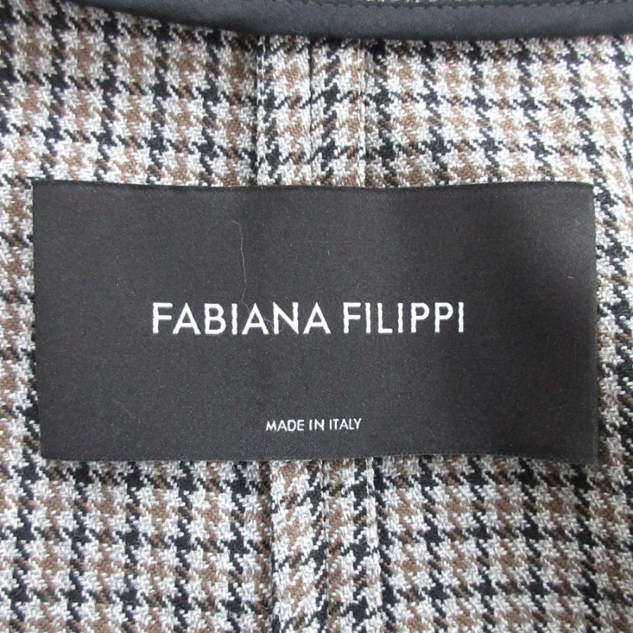 美品 Fabiana Filippi ファビアナフィリッピ ウール モニーレ装飾 ガンクラブチェック ショートブルゾン ジャケット XS カーキ レディース 古着 中古 USED FABIANA FILIPPI 美品 Fabiana Filippi ファビアナフィリッピ