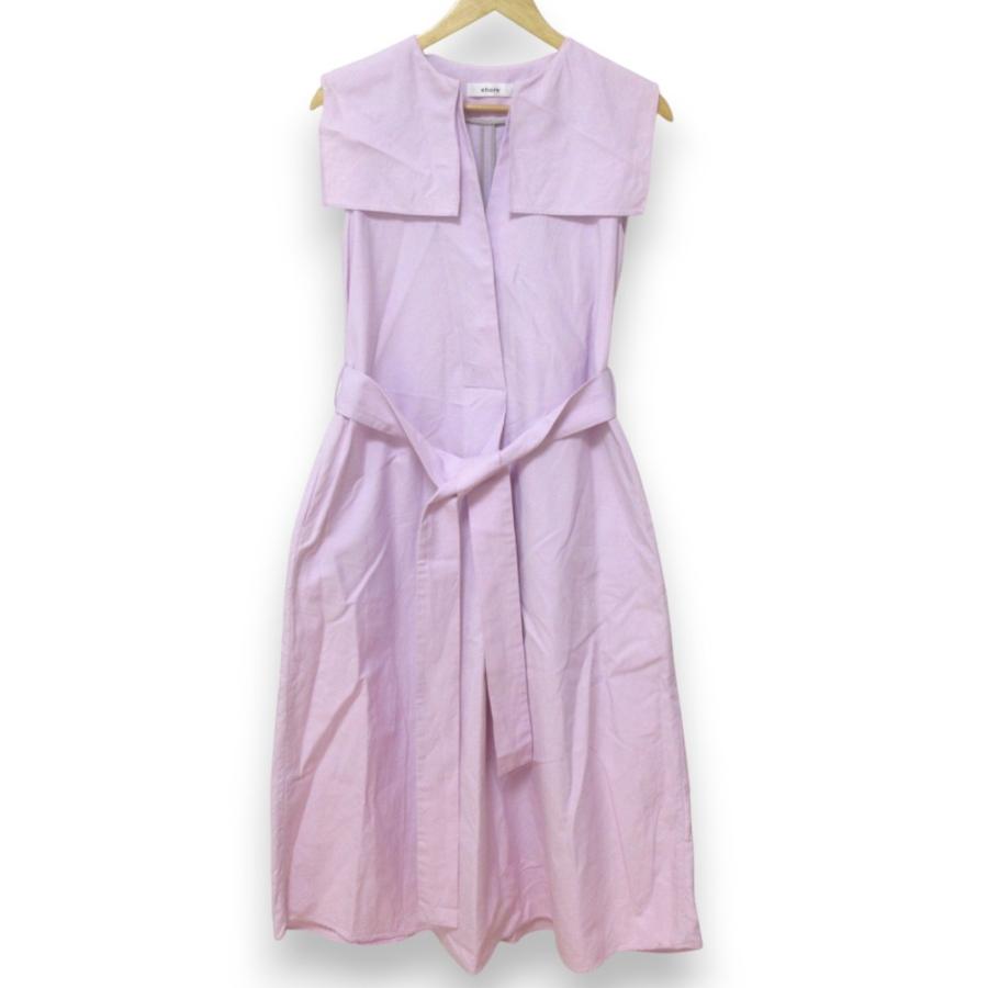 エブール　ボタニカル　ワンピ エブールebure◇ボタニカルコットンリネン セーラーカラーワンピース