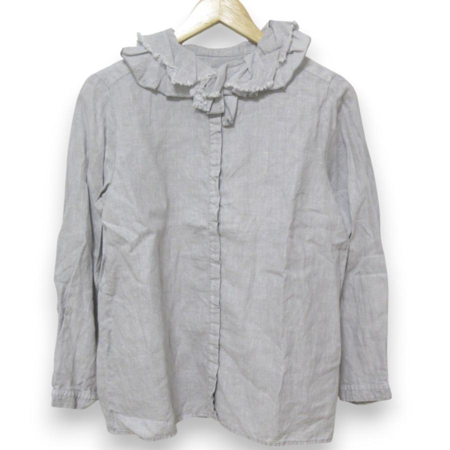 ネストローブ　リネン　長袖シャツ nest Robe 美品 22AW ネストローブ リネン天然染めラッフル