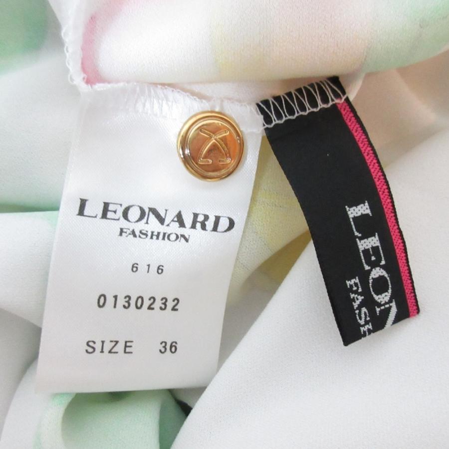 レオナール　フラワープリント　ドレス　ワンピース カンカン素材　36サイズ LEONARD（レオナール） 美品 フラワープリント カンカン素材