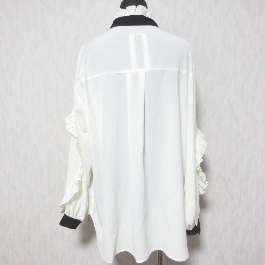 未使用 Eimee Law エイミーロウ フリルスリーブ スタンドカラーブラウス 長袖 シャツ 83043C 38 オフホワイト レディース 古着 中古 USED 未使用 Eimee Law エイミーロウ フリルスリーブ スタンドカラー