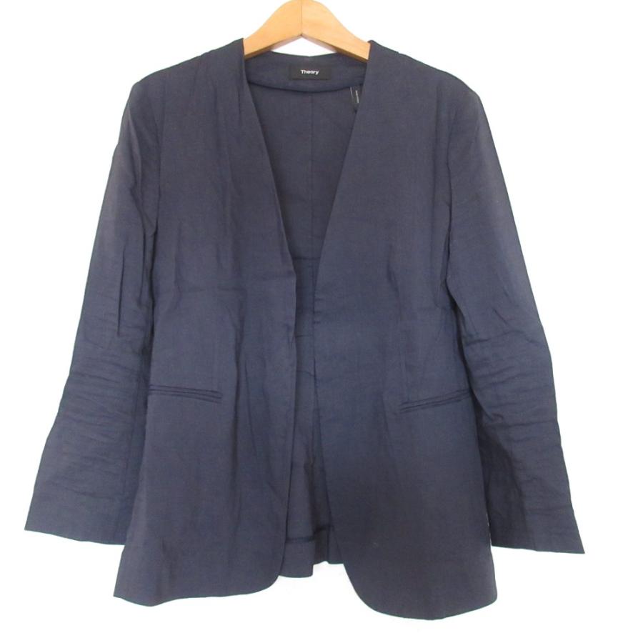theory（セオリー） 良品 リネン ストレッチ ノーカラー ジャケット 2