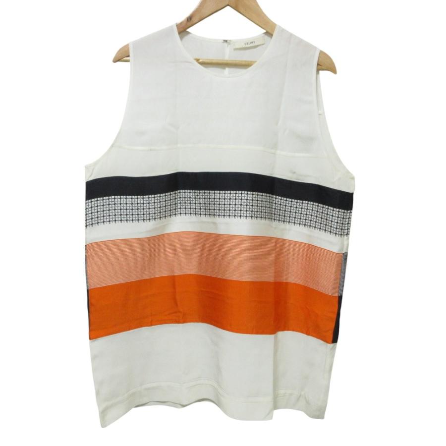 CELINE セリーヌフィービィー期オレンジ ハイネック バルーン袖 シャツ