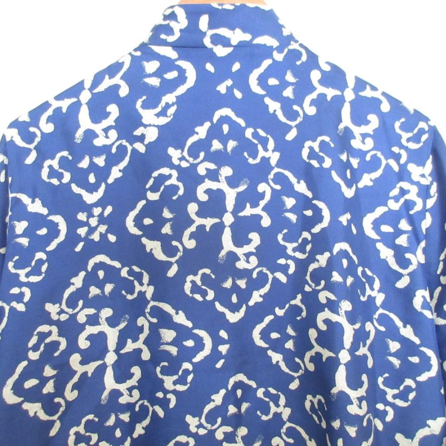 CAROLINA HERRERA - 美品 CAROLINA HERRERA キャロライナ ヘレラ シルクブルゾン ジャケット サイズM ブルー ホワイト レディース 古着 中古 USED 美品 CAROLINA HERRERA キャロライナ ヘレラ シルクブルゾン