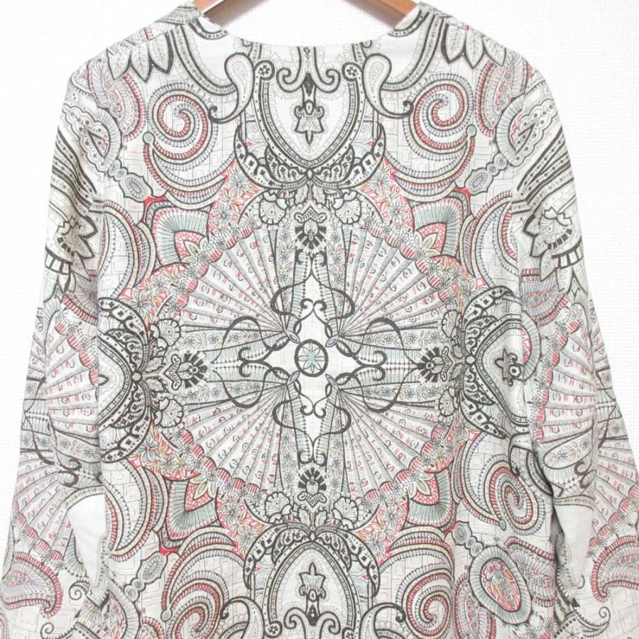 ETRO - ETRO エトロ ペイズリー柄 リネン シルクブレンド ノーカラーコート グレー系 レディース 古着 中古 USED ETRO（エトロ） ペイズリー柄 リネン シルクブレンド ノーカラーコート