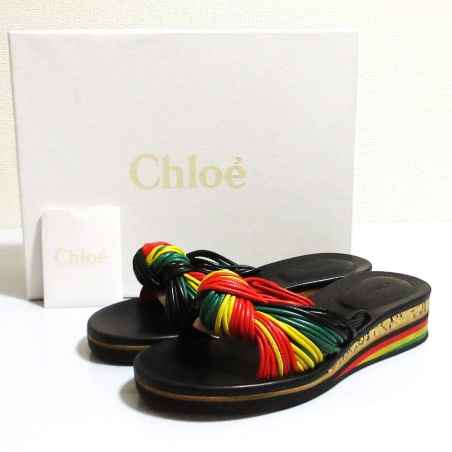 クロエ 美品 Chloe クロエ プラットフォーム レザー サンダル
