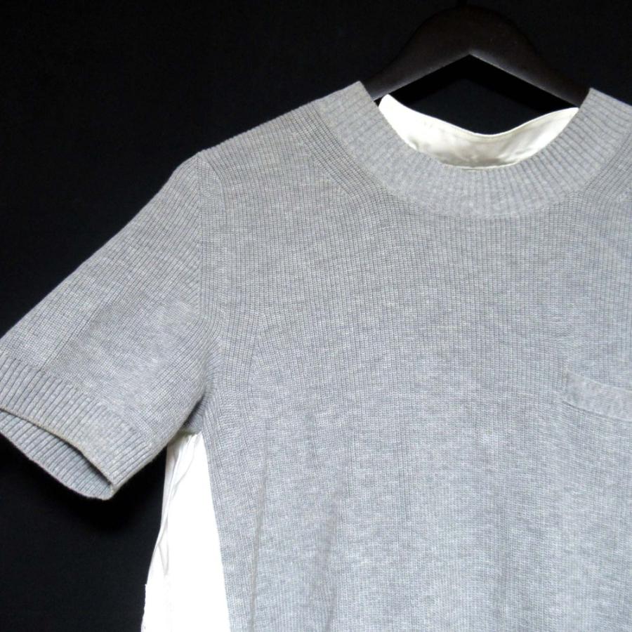 sacai（サカイ） 良品 半袖 ニット レース 異素材切替 バックプリーツ 