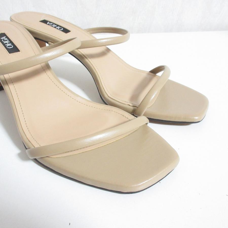 美品 OHGA オーガ レザー ストラップ サンダル L 24.5cm相当 ベージュ