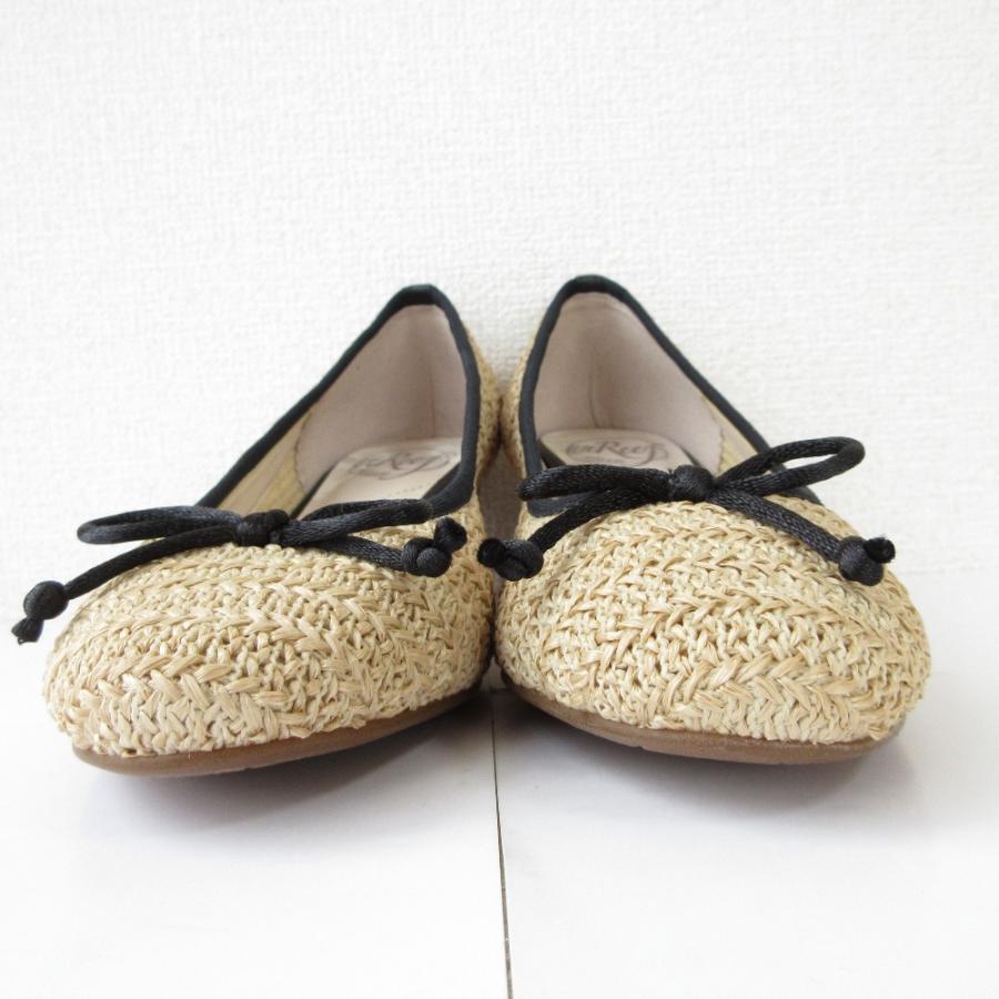 美品 unReef アンリーフ リボンモチーフ 編み込み メッシュ パンプス