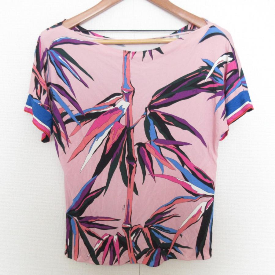 美品 EMILIO PUCCI エミリオプッチ バンブープリント ショートスリーブ カットソー サイズ34 ピンク レディース 古着 中古 USED EMILIO PUCCI（エミリオプッチ） 美品 バンブープリント ショート