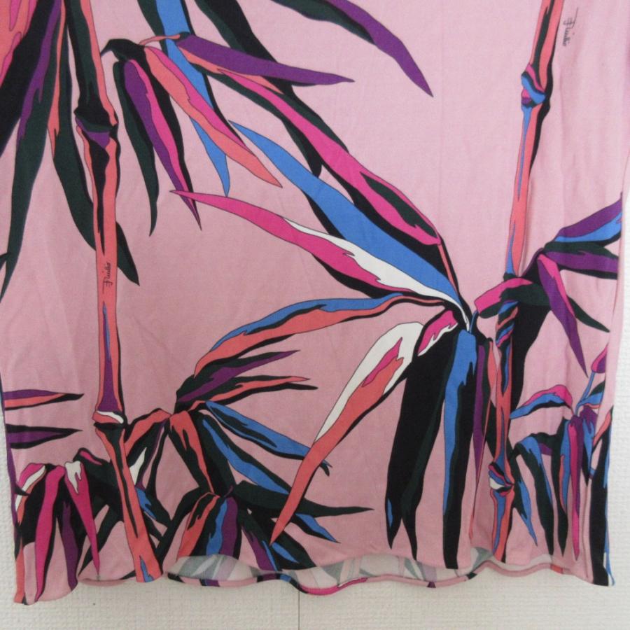 美品 EMILIO PUCCI エミリオプッチ バンブープリント ショートスリーブ カットソー サイズ34 ピンク レディース 古着 中古 USED EMILIO PUCCI（エミリオプッチ） 美品 バンブープリント ショート