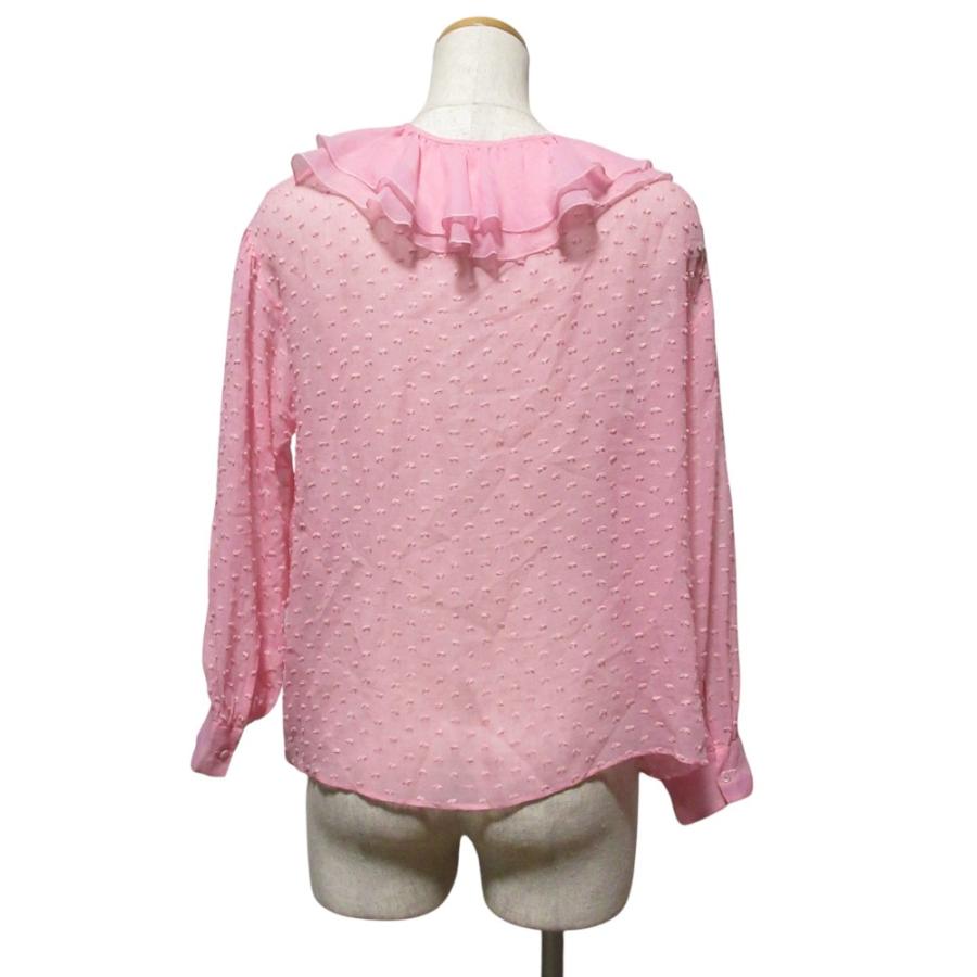 DRAWER 美品 ドゥロワー カットジャカード 長袖 フリル シルクブラウス  