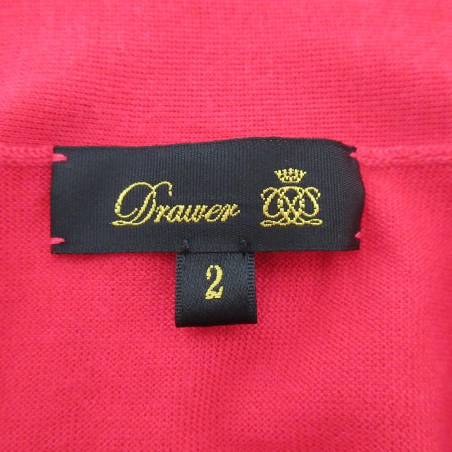 美品 Drawer ドゥロワー 18G カシミヤシルク Vネックカーディガン 6515-106-0781 サイズ2 レッド レディース 古着 中古 USED DRAWER（ドゥロワー） 美品 18G カシミヤシルク Vネックカーディガン
