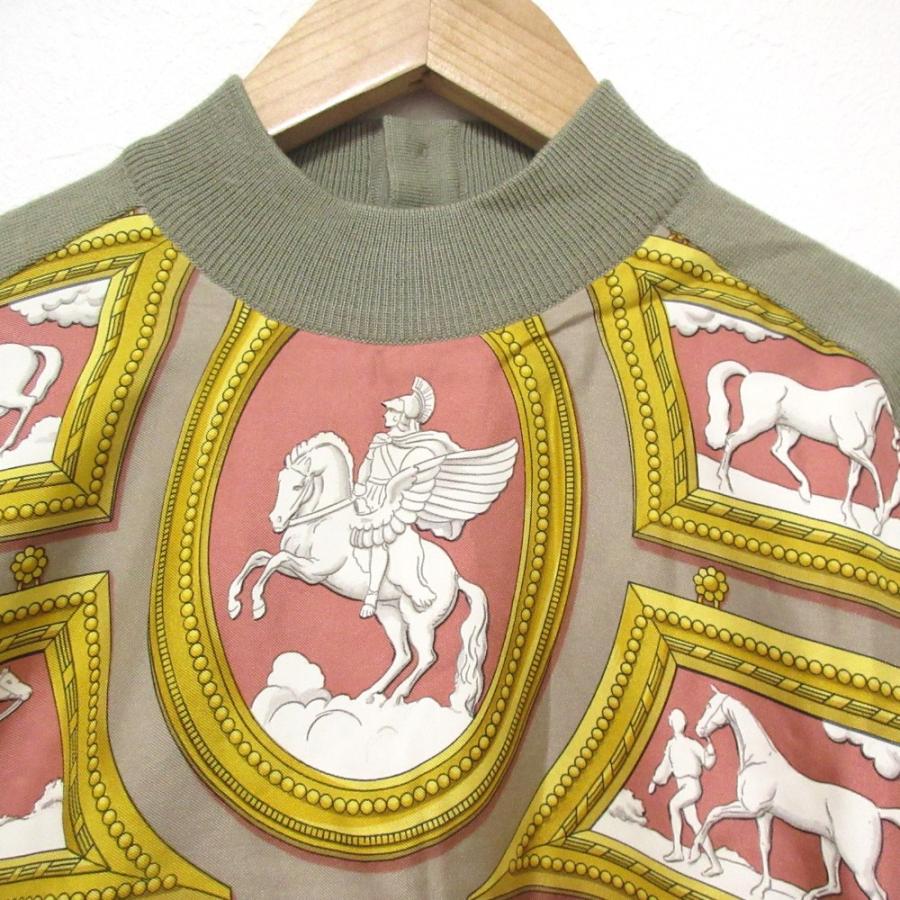 HERMES 良品 エルメス ツイルレーヌ スカーフ柄 シルク×カシミヤ