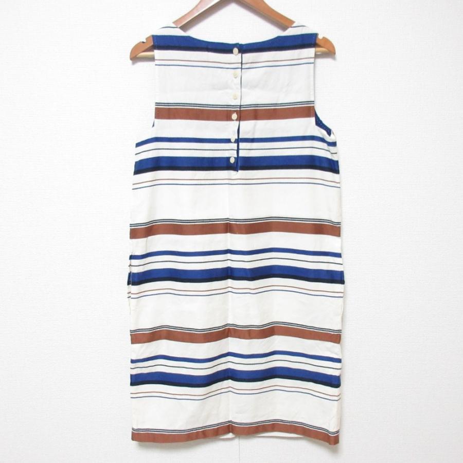 Loro piana ロロピアーナ ノースリーブ ワンピース 42 絹100% Loro Piana 良品 ロロピアーナ ボーダー リネンブレンド