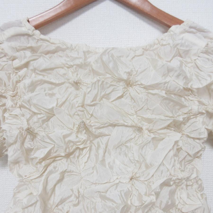 美品 JOSE MOON ジョゼムーン ARIMATSUSHIBORI 2WAY TOPS GROSSY ショートブラウス カットソー 1723510016 サイズF アイボリー レディース 古着 中古 USED 美品 JOSE MOON ジョゼムーン ARIMATSUSHIBORI 2WAY TOPS GROSSY