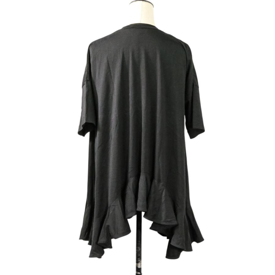 美品 23SS ENFOLD エンフォルド RANDOM FLARE T-SHIRT フリル Tシャツ 300GS280-1070 サイズ38 ブラック レディース 古着 中古 USED ENFOLD（エンフォルド） 美品 23SS ENFOLD RANDOM-FLARE T-SHIRT