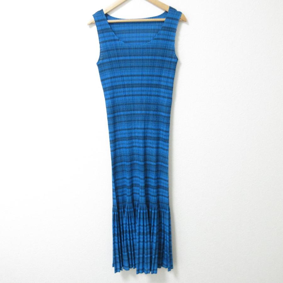 イッセイミヤケ プリーツプリーズ　ノースリーブ ロングワンピース　サイズ2 ⑦ イッセイミヤケ ノースリーブ ロングワンピース サイズ2
