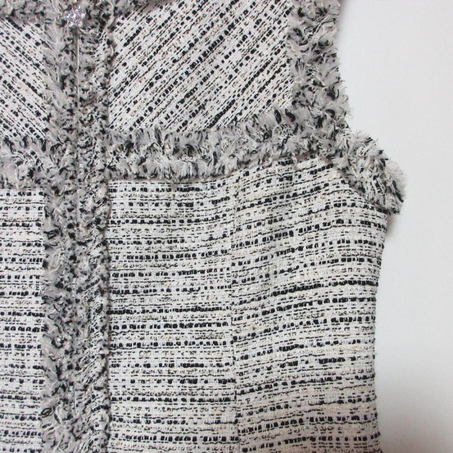 ルネ Rene フレアワンピース ツイード フロントジップ Aライン