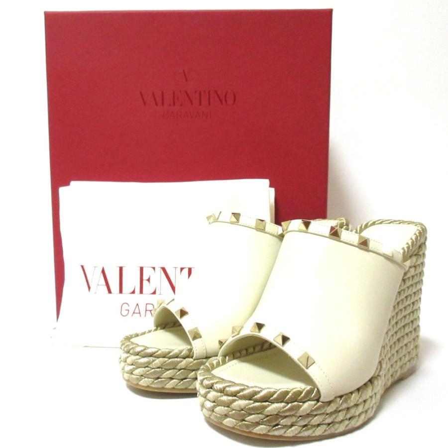 未使用 ヴァレンティノ レザー ウェッジソール サンダル ロックスタッズ VALENTINO GARAVANI 未使用 ヴァレンティノガラヴァーニ レザー