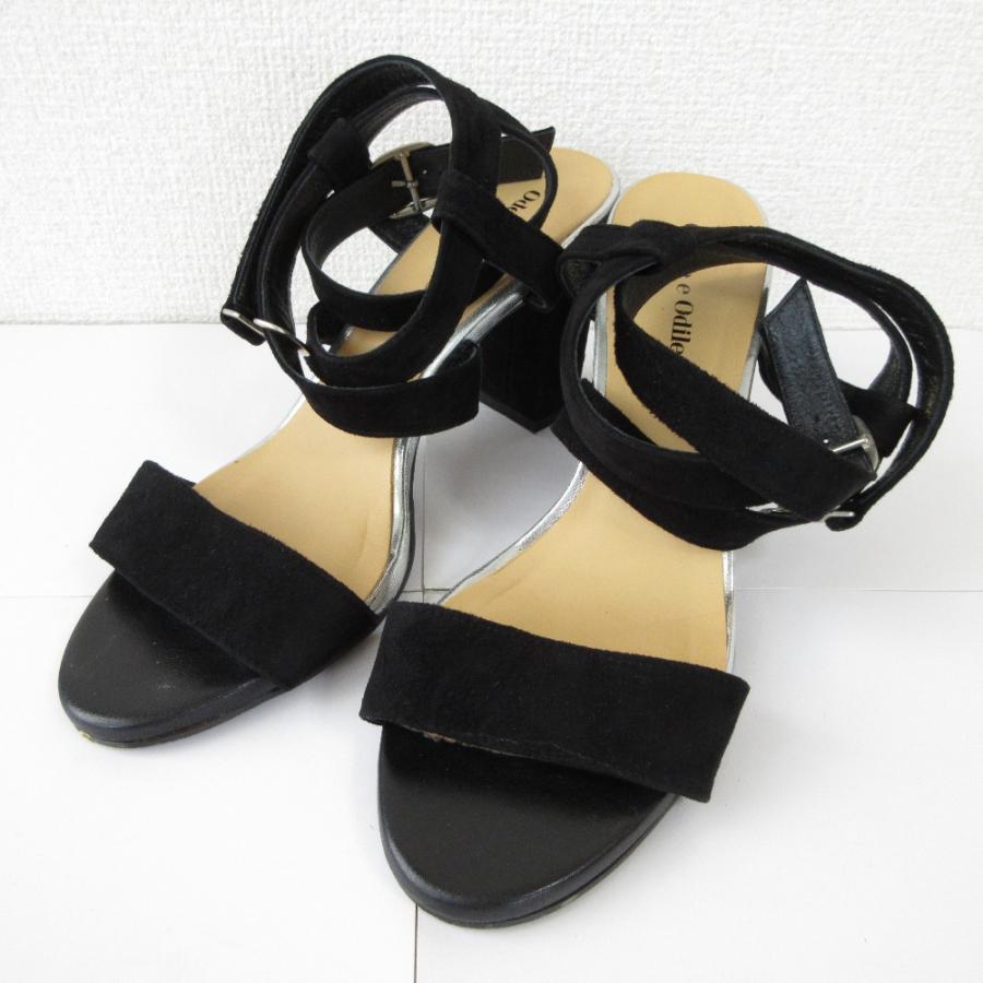 超美品オデットエオディール ビジューダブルベルトフラットサンダル 23