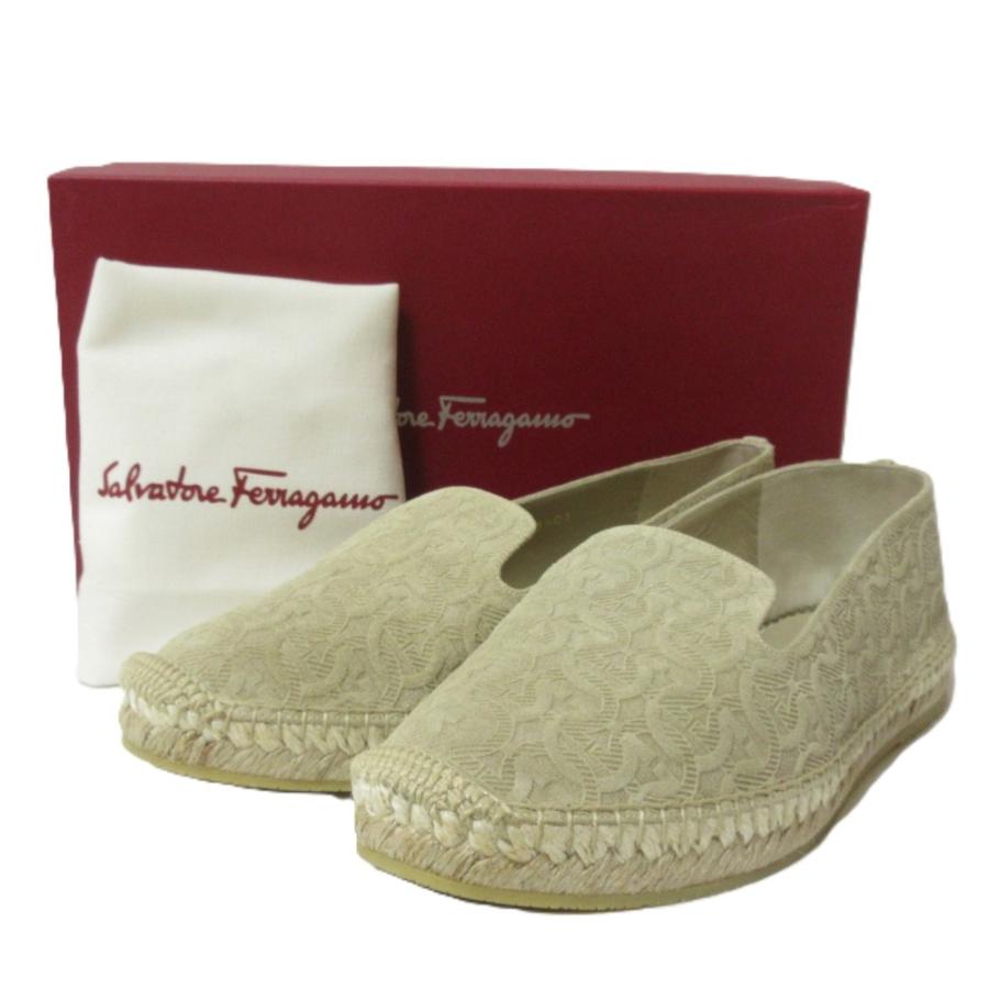 未使用級 Salvatore Ferragamo エスパドリーユ 新品同様 サルヴァトーレフェラガモ SUE CG エスパドリーユ ロゴ