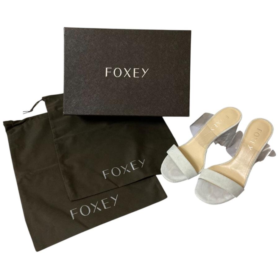 新品　フォクシー　ピンク　リボン　ミュールサンダル　36 FOXEY FOXEY（フォクシー） 良品 ソルベ スウェード クリアコンビ サンダル