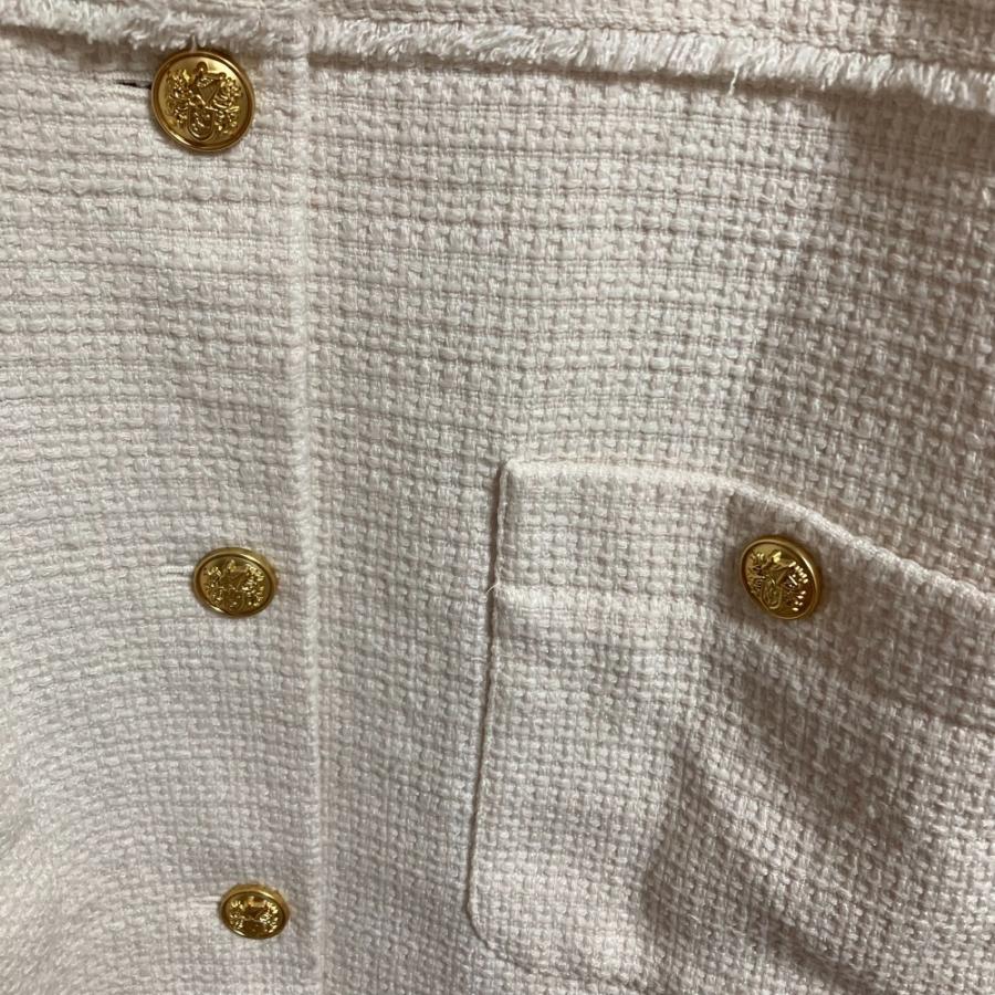 Loungedress - 美品 23SS LOUNGEDRESS ラウンジドレス ツイード ノーカラージャケット F ホワイト レディース 古着 中古 USED Loungedress（ラウンジドレス） 美品 23SS LOUNGEDRESS ツイード ノー