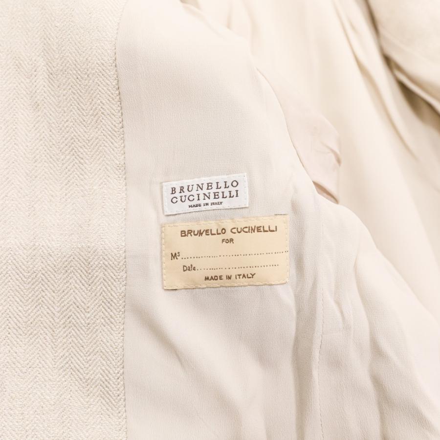 BRUNELLO CUCINELLI - 美品 24SS BRUNELLO CUCINELLI ブルネロクチネリ モニーレ装飾 リネンジャガード ヘリンボーンジャケット 38 アイボリー レディース 古着 中古 USED BRUNELLO CUCINELLI（ブルネロクチネリ） 美品 24SS BRUNELLO