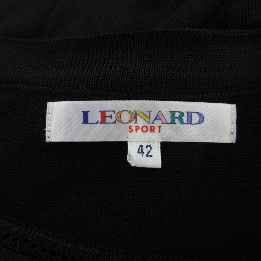 良品 LEONARD SPORT レオナールスポーツ 切替 ショートスリーブ カットソー プルオーバー 42 ブラック ホワイト レディース 古着 中古 USED LEONARD SPORT 良品 レオナールスポーツ 切替 ショートスリーブ