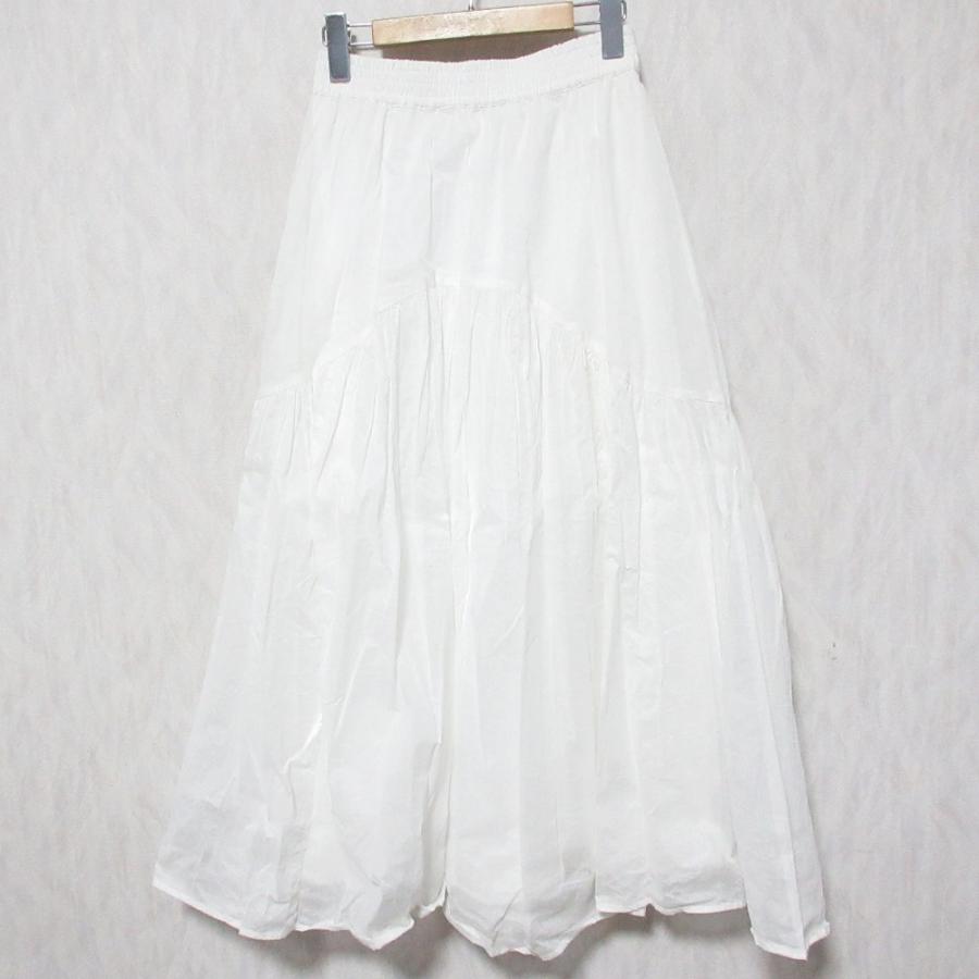 コットンオーガンジーギャザースカート　白色　サロン　アダムエロペ セール】【WEB限定】コットンオーガンジーギャザースカート 2