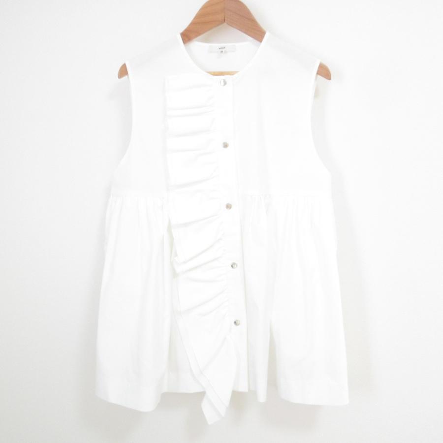 Yori 良品 22SS yori ヨリ ラウンドネック ダブルクロスフリルジレ  