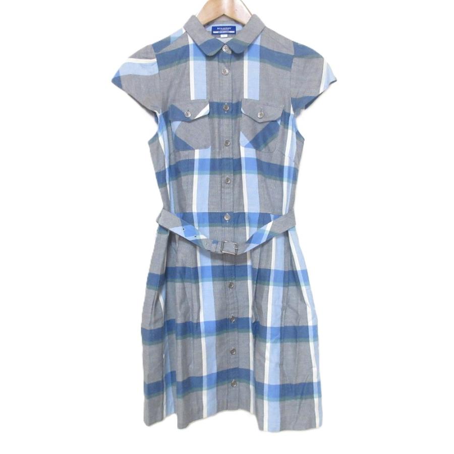 Burberry チェック柄 半袖シャツドレス 36 バーバリー
