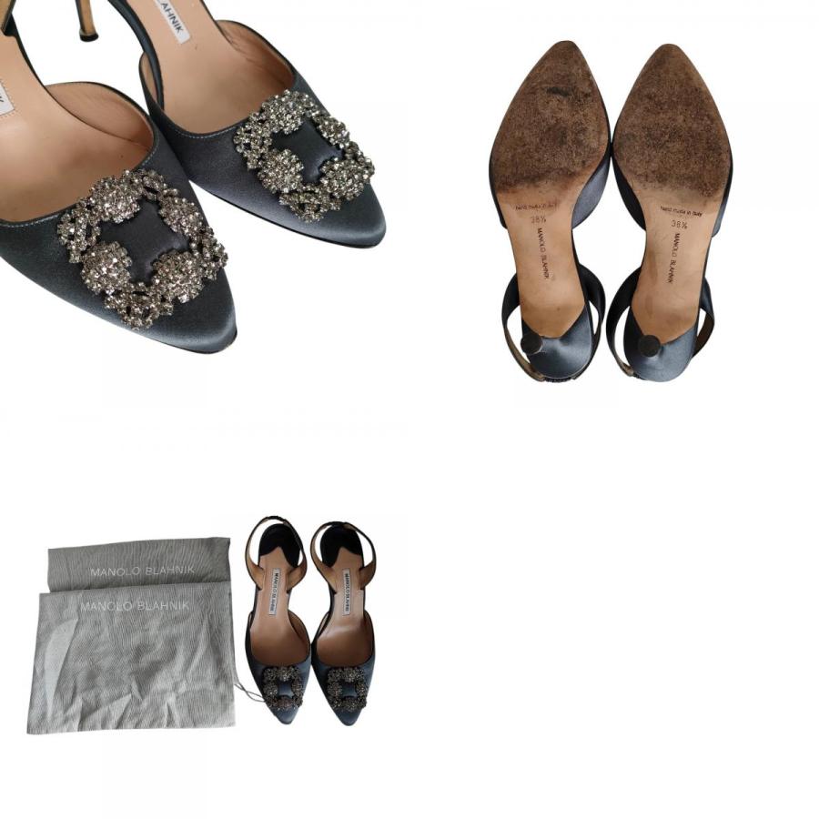 MANOLO BLAHNIK（マノロブラニク） 美品 サテン ビジュー ハンギシ 
