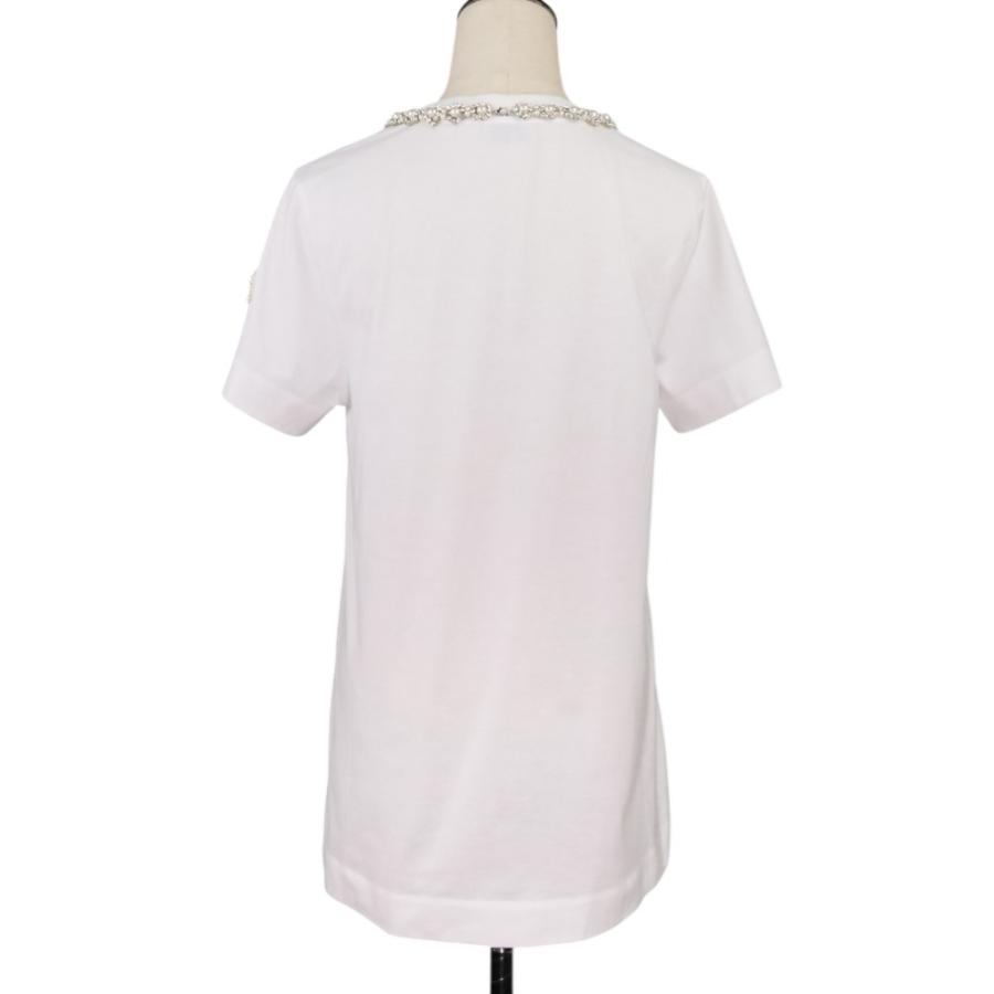 美品 MONCLER モンクレール シモーネロシャ パールデザイン Aライン Tシャツ M ホワイト レディース 古着 中古の画像