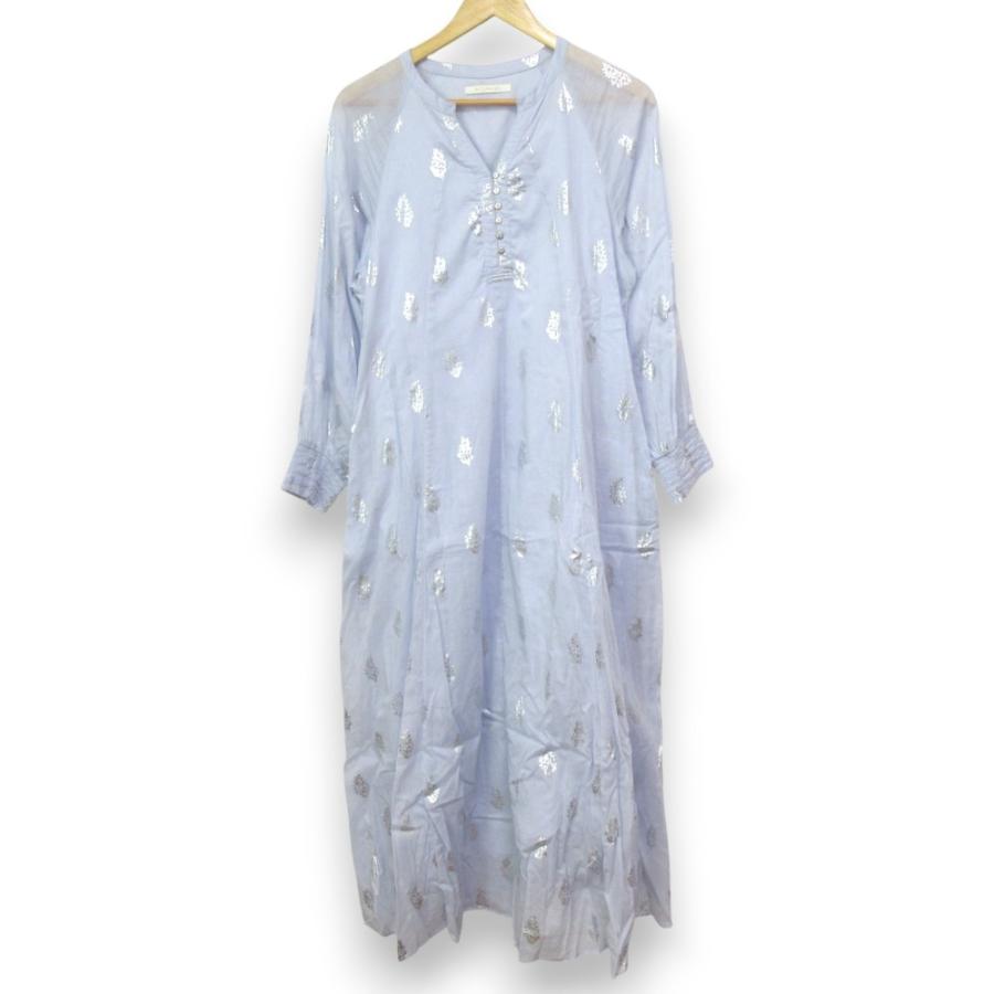 2025SS ヌキテパ ワンピース ブルー 箔 NE QUITTEZ PAS! 美品 25SS PAS ヌキテパ コットンボイル