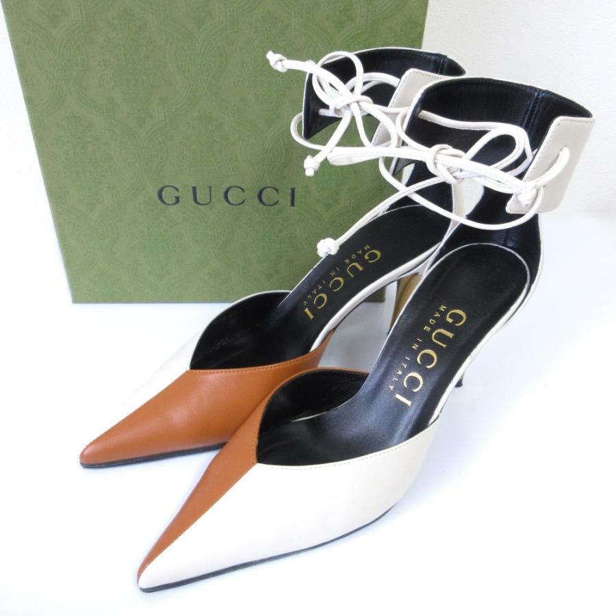 GUCCI（グッチ） 良品 ポインテッドトゥ レースアップ アンクル 