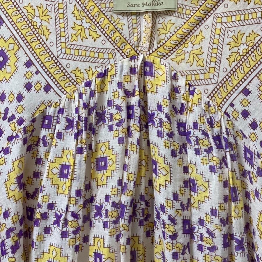 sara mallika 美品 サラマリカ 総柄 ロング ワンピース パープル