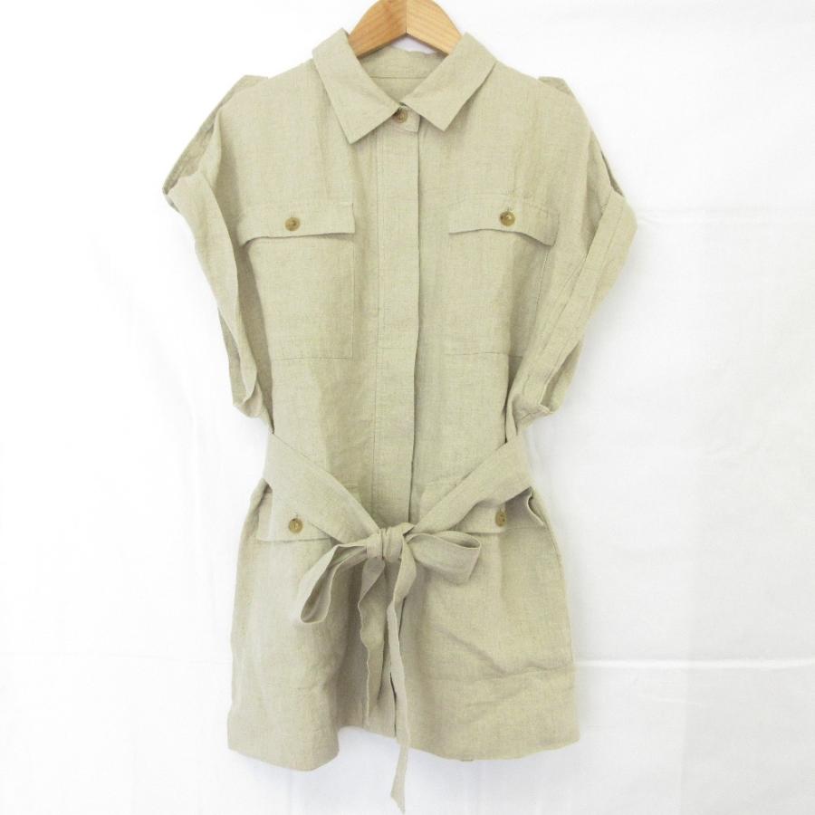 美品 25SS Whim Gazette ウィムガゼット リネンミリタリージレ ベスト ブラウス F ベージュ レディース 古着 中古 USED Whim Gazette（ウィム ガゼット） 美品 25SS Whim Gazette リネン