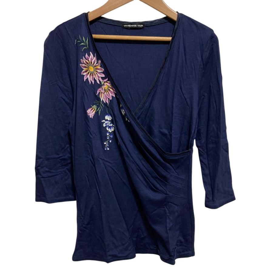 【美品】ヴィヴィアンタム花柄刺繍　カシュクールカットソー　サイズ1 美品】ヴィヴィアンタム花柄刺繍 カシュクールカットソー サイズ1