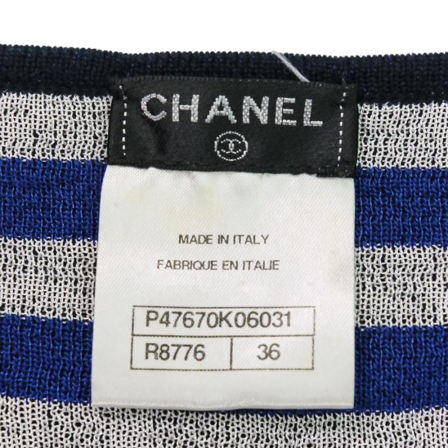 CHANEL（シャネル） 良品 カメリア ボーダー柄 長袖 ワンピース