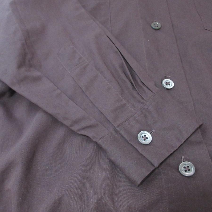 美品 24SS MARGARET HOWELL マーガレットハウエル コットンボイル バンドカラーシャツ サイズ1 ブラウン レディース 古着 中古 USED MARGARET HOWELL（マーガレットハウエル） 美品 24SS MARGARET HOWELL