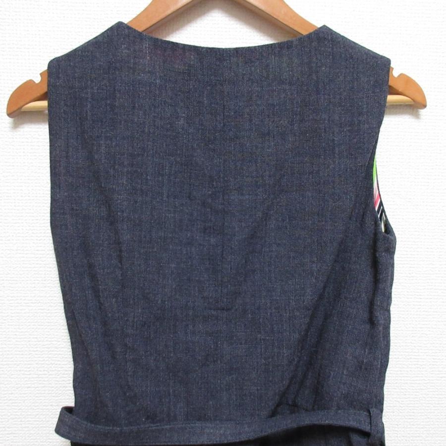 未使用 tricot COMME des GARCONS トリココムデギャルソン 00s ウールリネン スリーブレス ベルテッド ブラウス サイズS ネイビー  レディース 古着 中古 USED tricot COMME des GARCONS 未使用 トリココムデギャルソン 00s ウール
