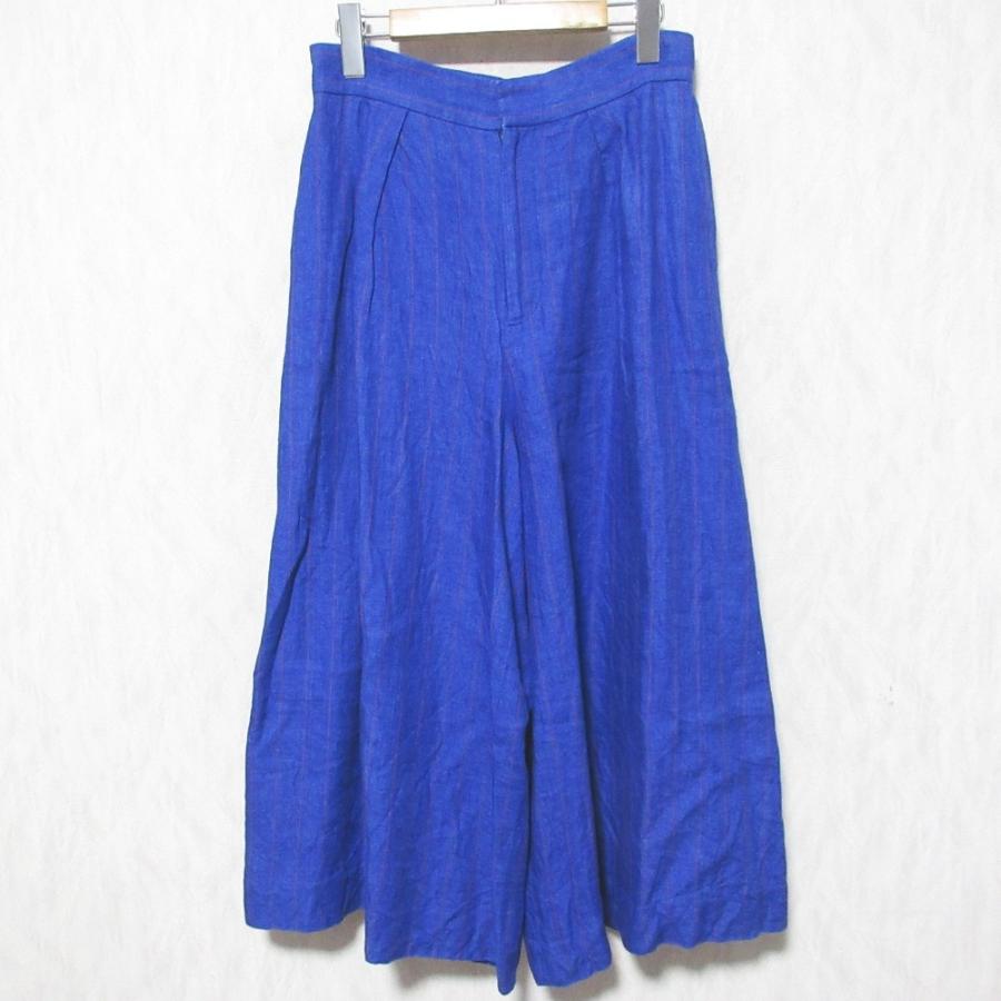 ebure 美品 エブール リネン ストライプ ワイドパンツ サイズ38
