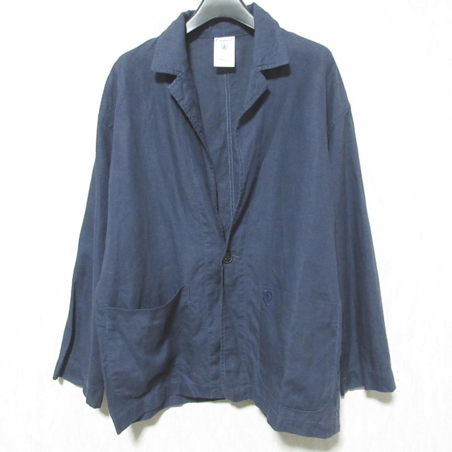 【美品】ORCIVAL オーシバル ノーカラージャケット ネイビー サイズ4 ORCIVAL（オーシバル） 新品同様 リネン ワークジャケット RC-8962