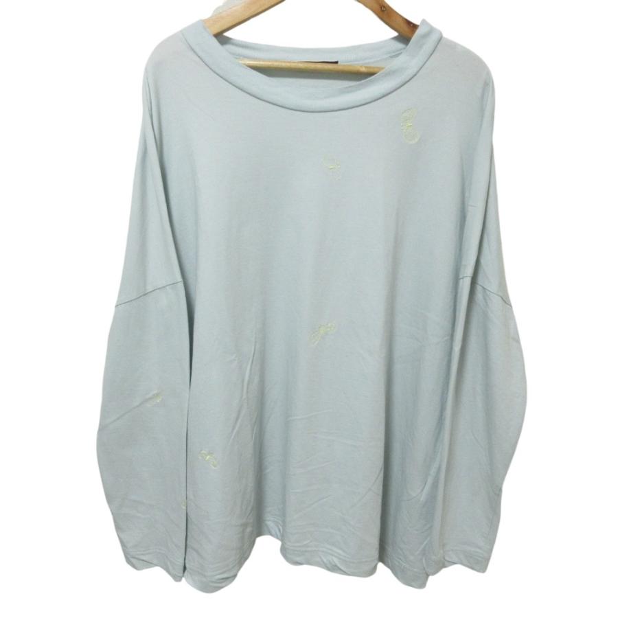 良品 21SS mina perhonen ミナペルホネン choucho ロングスリーブカットソー 40 ライトブルー レディース 古着 中古 USED mina perhonen（ミナペルホネン） 良品 21SS mina perhonen choucho