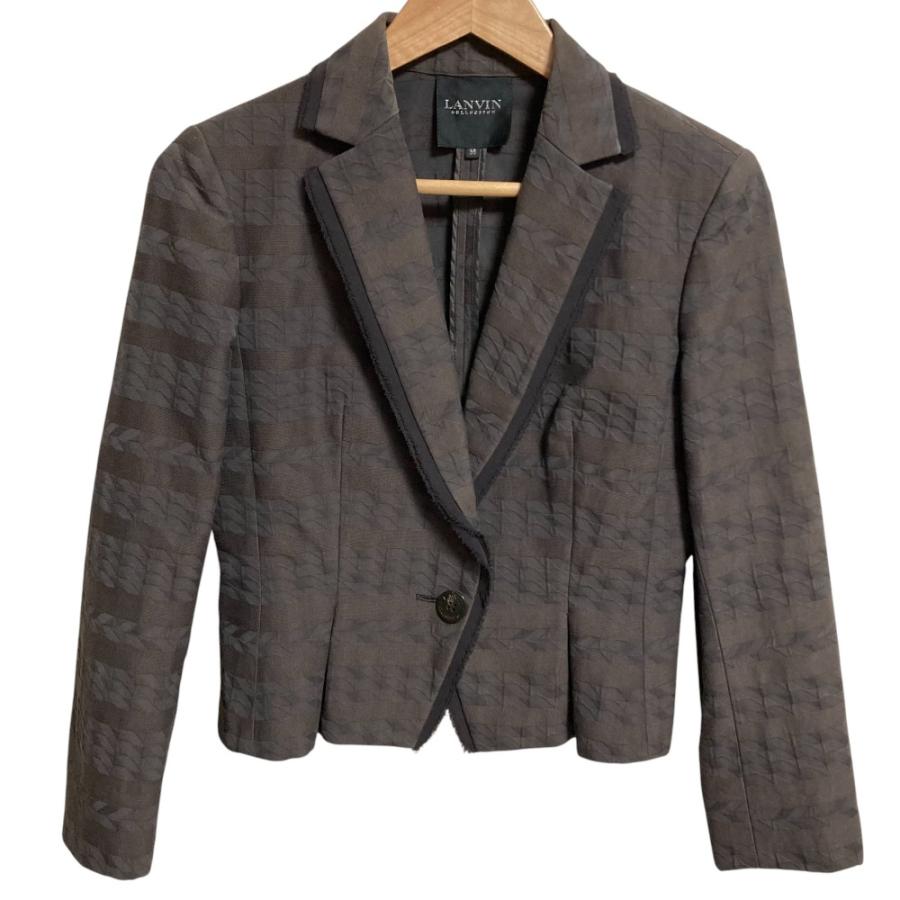 美品 LANVIN COLLECTION ランバン コレクション ボーダー ジャケット プリーツスカート セットアップ サイズ38 ブラウン レディース 古着 中古 USED LANVIN COLLECTION 美品 ランバン コレクション ボーダー ジャケット