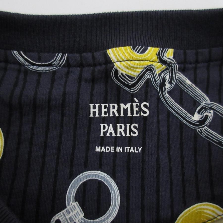 美品 24AW HERMES エルメス カレイドスコープ エフェクト Tシャツ 4H4648DH サイズ40 ネイビー レディース 古着 中古 USED HERMES（エルメス） 美品 24AW HERMES カレイドスコープ エフェクト T